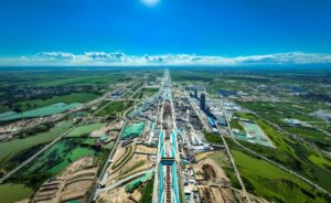 View of Nanhe water conservancy hub in Xiong’an New Area, China’s Hebei
